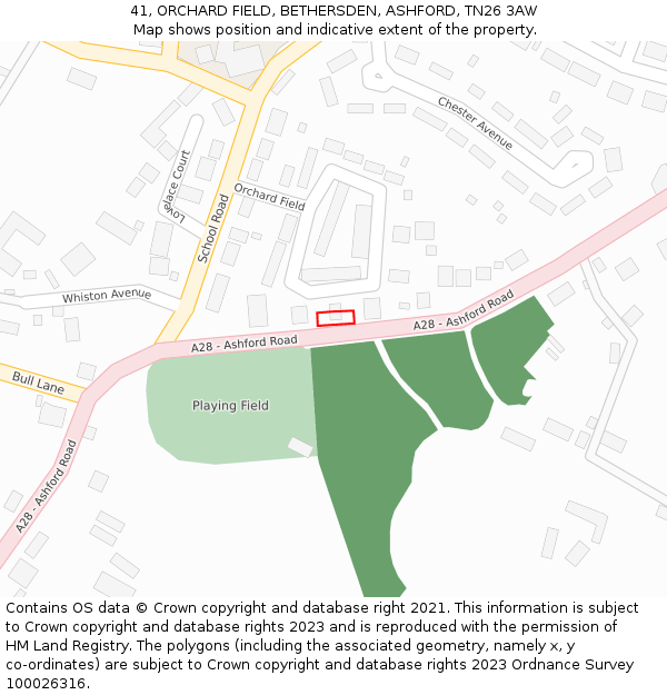 41, ORCHARD FIELD, BETHERSDEN, ASHFORD, TN26 3AW: Location map and indicative extent of plot