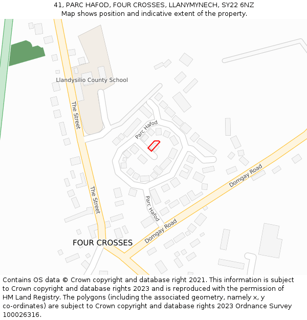 41, PARC HAFOD, FOUR CROSSES, LLANYMYNECH, SY22 6NZ: Location map and indicative extent of plot