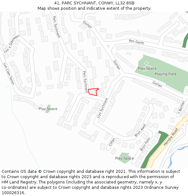 41, PARC SYCHNANT, CONWY, LL32 8SB: Location map and indicative extent of plot