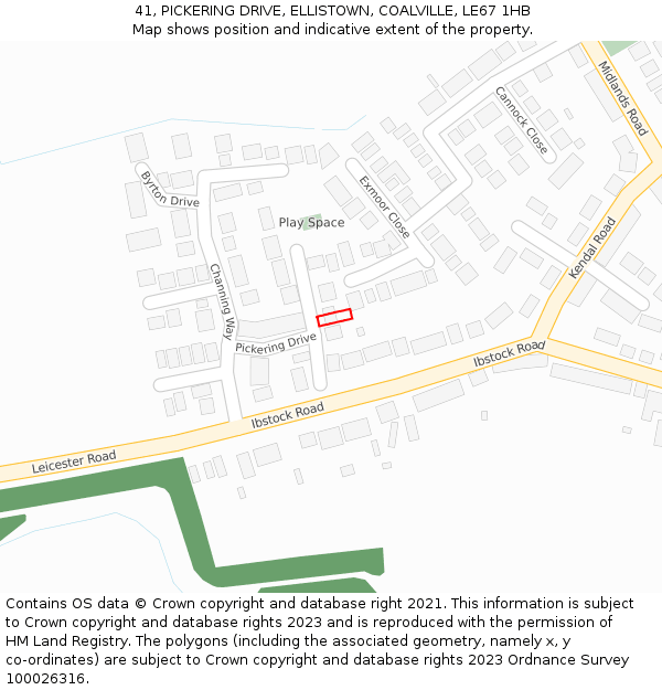 41, PICKERING DRIVE, ELLISTOWN, COALVILLE, LE67 1HB: Location map and indicative extent of plot