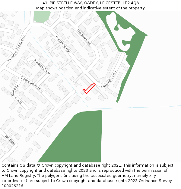 41, PIPISTRELLE WAY, OADBY, LEICESTER, LE2 4QA: Location map and indicative extent of plot