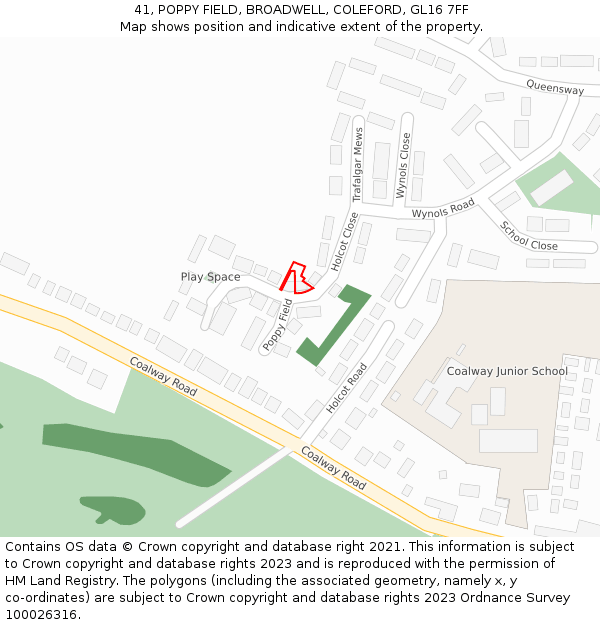 41, POPPY FIELD, BROADWELL, COLEFORD, GL16 7FF: Location map and indicative extent of plot