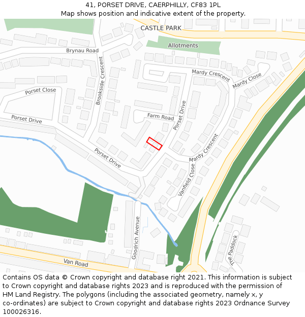 41, PORSET DRIVE, CAERPHILLY, CF83 1PL: Location map and indicative extent of plot