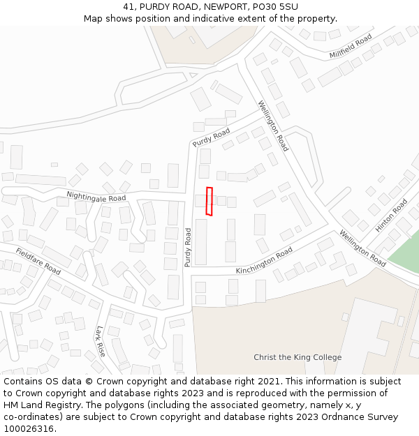 41, PURDY ROAD, NEWPORT, PO30 5SU: Location map and indicative extent of plot