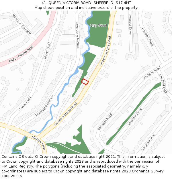 41, QUEEN VICTORIA ROAD, SHEFFIELD, S17 4HT: Location map and indicative extent of plot