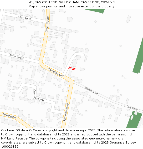 41, RAMPTON END, WILLINGHAM, CAMBRIDGE, CB24 5JB: Location map and indicative extent of plot