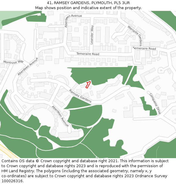 41, RAMSEY GARDENS, PLYMOUTH, PL5 3UR: Location map and indicative extent of plot