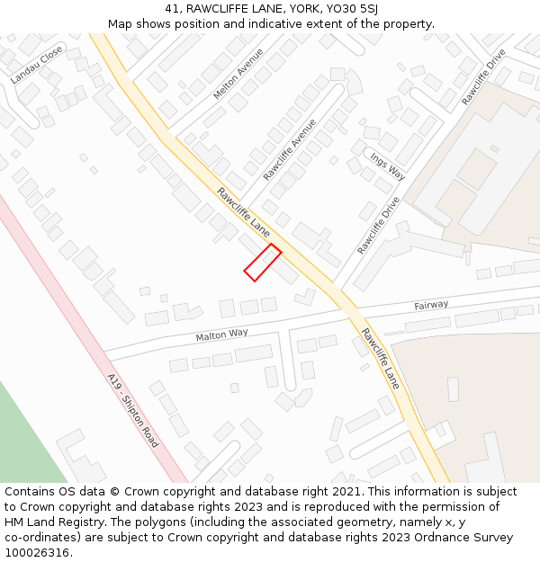 41, RAWCLIFFE LANE, YORK, YO30 5SJ: Location map and indicative extent of plot