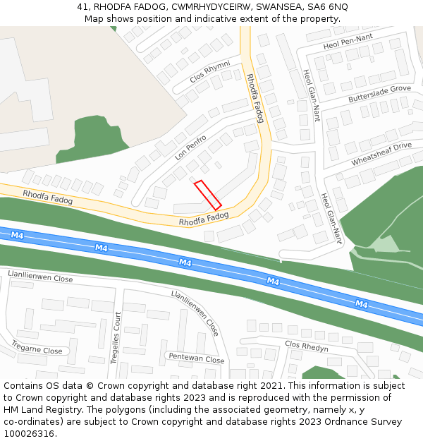 41, RHODFA FADOG, CWMRHYDYCEIRW, SWANSEA, SA6 6NQ: Location map and indicative extent of plot