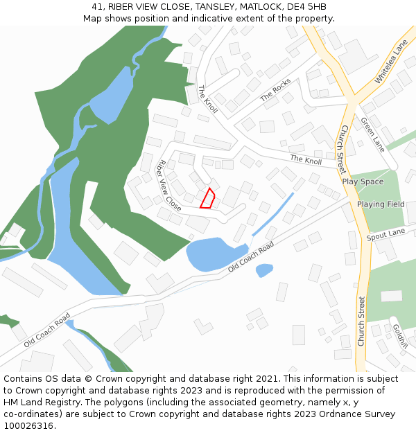 41, RIBER VIEW CLOSE, TANSLEY, MATLOCK, DE4 5HB: Location map and indicative extent of plot
