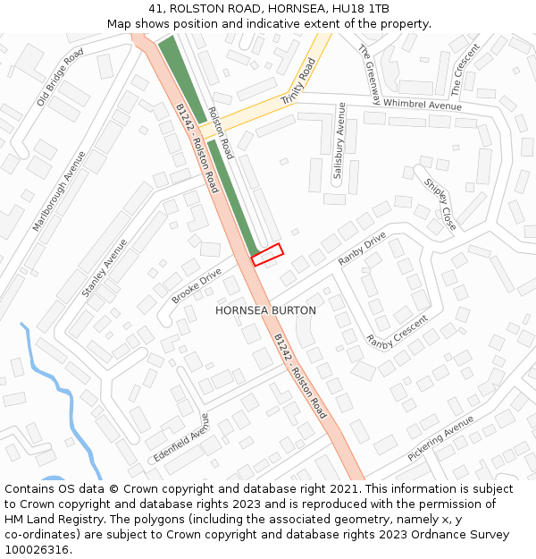 41, ROLSTON ROAD, HORNSEA, HU18 1TB: Location map and indicative extent of plot