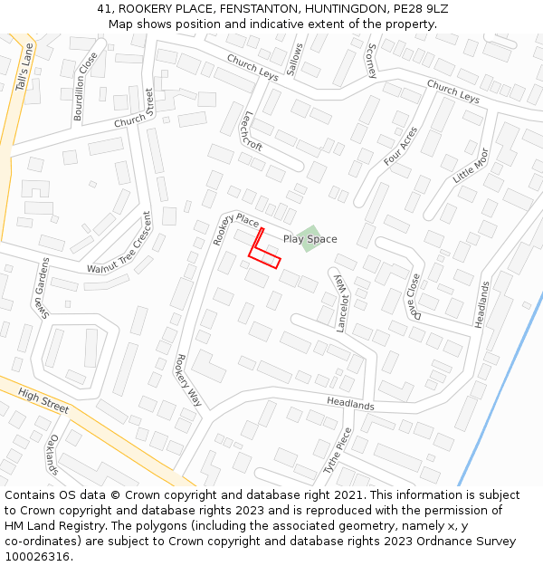 41, ROOKERY PLACE, FENSTANTON, HUNTINGDON, PE28 9LZ: Location map and indicative extent of plot