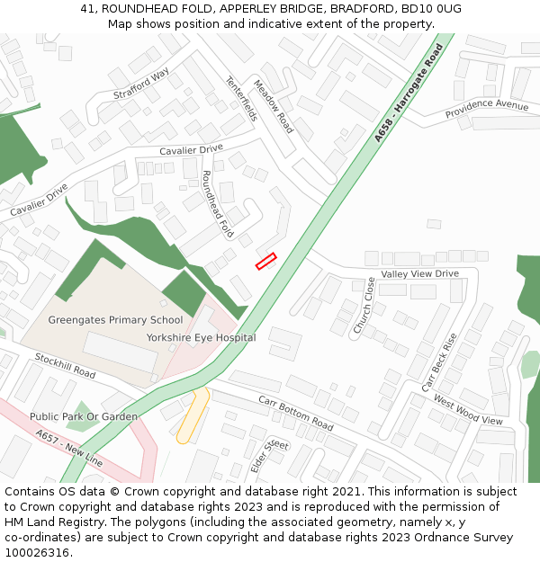 41, ROUNDHEAD FOLD, APPERLEY BRIDGE, BRADFORD, BD10 0UG: Location map and indicative extent of plot