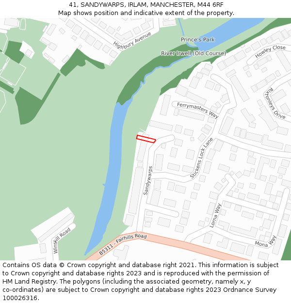 41, SANDYWARPS, IRLAM, MANCHESTER, M44 6RF: Location map and indicative extent of plot