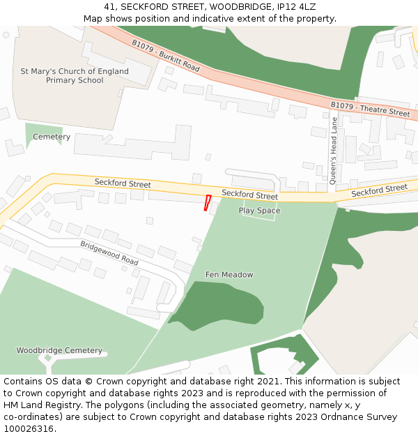 41, SECKFORD STREET, WOODBRIDGE, IP12 4LZ: Location map and indicative extent of plot