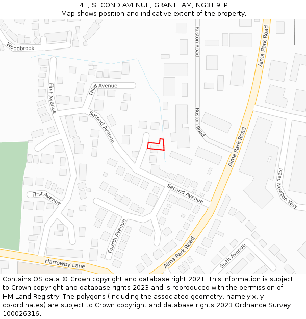 41, SECOND AVENUE, GRANTHAM, NG31 9TP: Location map and indicative extent of plot