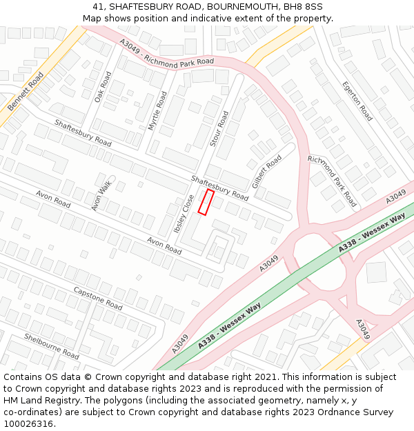 41, SHAFTESBURY ROAD, BOURNEMOUTH, BH8 8SS: Location map and indicative extent of plot