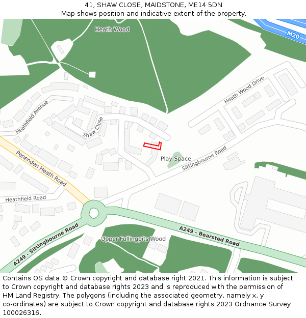 41, SHAW CLOSE, MAIDSTONE, ME14 5DN: Location map and indicative extent of plot