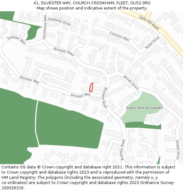 41, SILVESTER WAY, CHURCH CROOKHAM, FLEET, GU52 0RG: Location map and indicative extent of plot