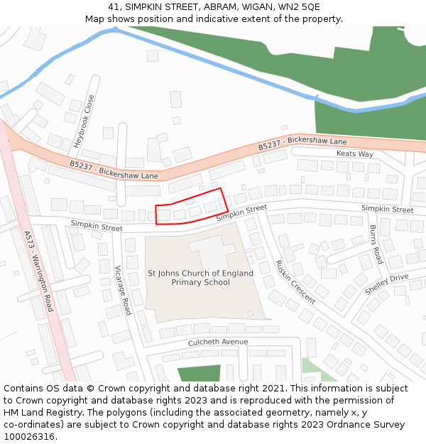 41, SIMPKIN STREET, ABRAM, WIGAN, WN2 5QE: Location map and indicative extent of plot