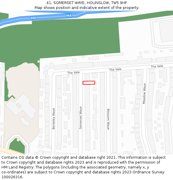 41, SOMERSET WAYE, HOUNSLOW, TW5 9HF: Location map and indicative extent of plot