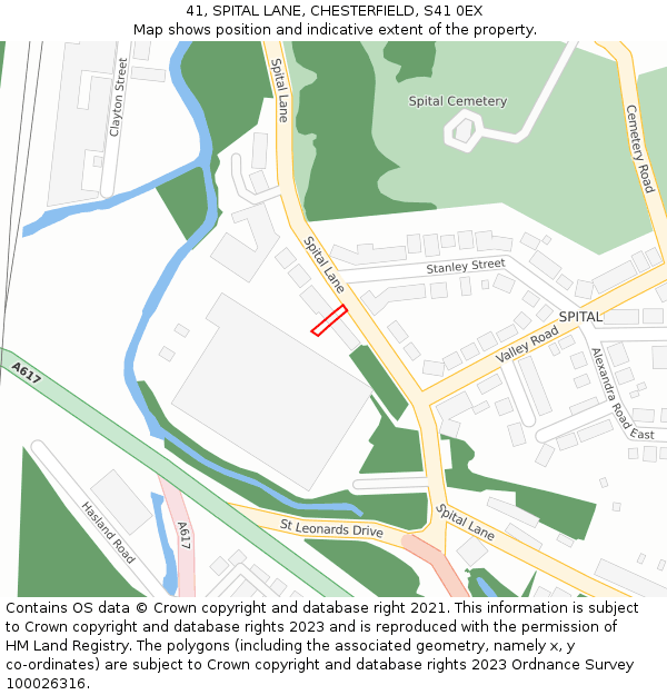 41, SPITAL LANE, CHESTERFIELD, S41 0EX: Location map and indicative extent of plot