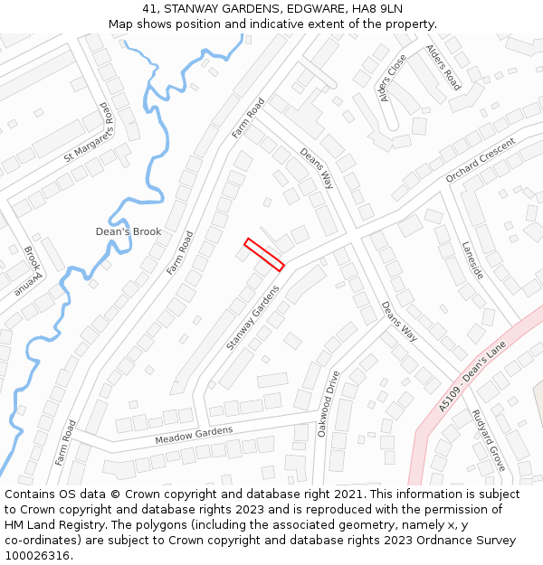 41, STANWAY GARDENS, EDGWARE, HA8 9LN: Location map and indicative extent of plot