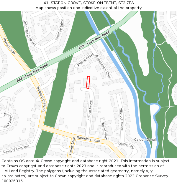 41, STATION GROVE, STOKE-ON-TRENT, ST2 7EA: Location map and indicative extent of plot