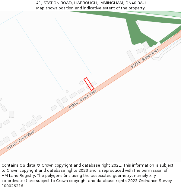 41, STATION ROAD, HABROUGH, IMMINGHAM, DN40 3AU: Location map and indicative extent of plot