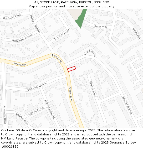 41, STOKE LANE, PATCHWAY, BRISTOL, BS34 6DX: Location map and indicative extent of plot