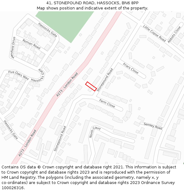 41, STONEPOUND ROAD, HASSOCKS, BN6 8PP: Location map and indicative extent of plot