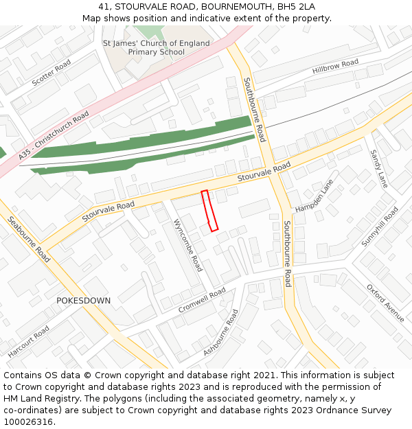 41, STOURVALE ROAD, BOURNEMOUTH, BH5 2LA: Location map and indicative extent of plot