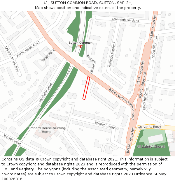 41, SUTTON COMMON ROAD, SUTTON, SM1 3HJ: Location map and indicative extent of plot