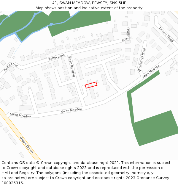 41, SWAN MEADOW, PEWSEY, SN9 5HP: Location map and indicative extent of plot