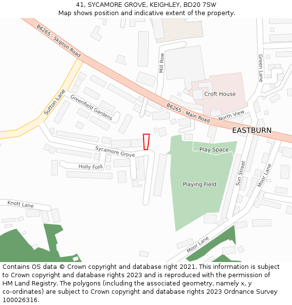 41, SYCAMORE GROVE, KEIGHLEY, BD20 7SW: Location map and indicative extent of plot
