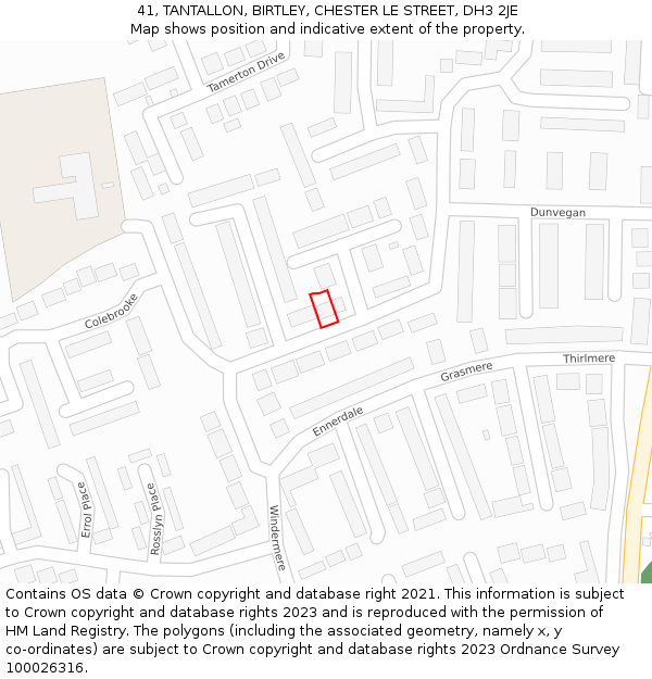 41, TANTALLON, BIRTLEY, CHESTER LE STREET, DH3 2JE: Location map and indicative extent of plot