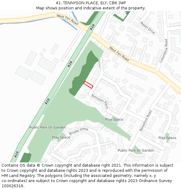 41, TENNYSON PLACE, ELY, CB6 3WF: Location map and indicative extent of plot