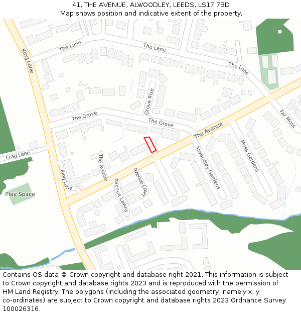 41, THE AVENUE, ALWOODLEY, LEEDS, LS17 7BD: Location map and indicative extent of plot