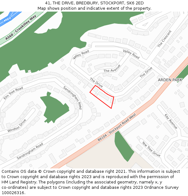 41, THE DRIVE, BREDBURY, STOCKPORT, SK6 2ED: Location map and indicative extent of plot