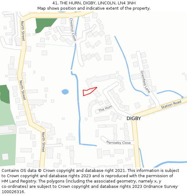 41, THE HURN, DIGBY, LINCOLN, LN4 3NH: Location map and indicative extent of plot