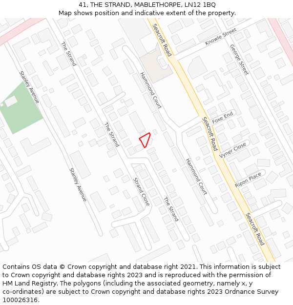 41, THE STRAND, MABLETHORPE, LN12 1BQ: Location map and indicative extent of plot