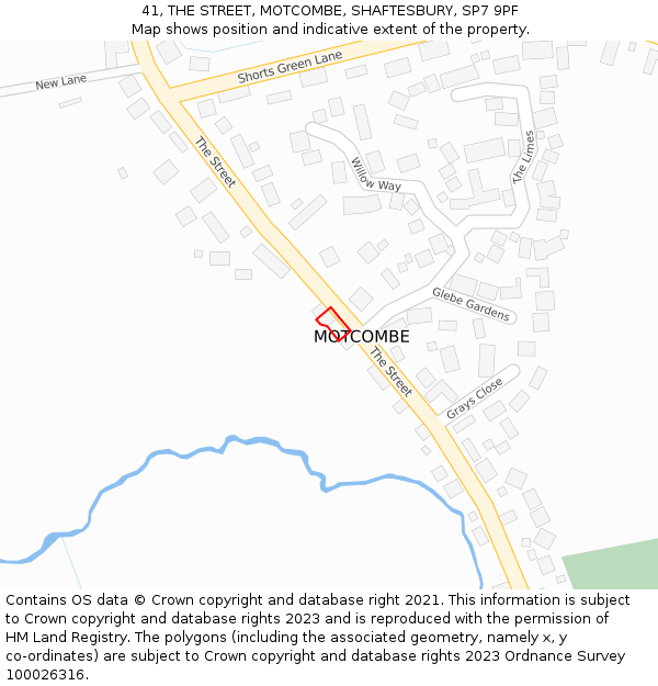 41, THE STREET, MOTCOMBE, SHAFTESBURY, SP7 9PF: Location map and indicative extent of plot