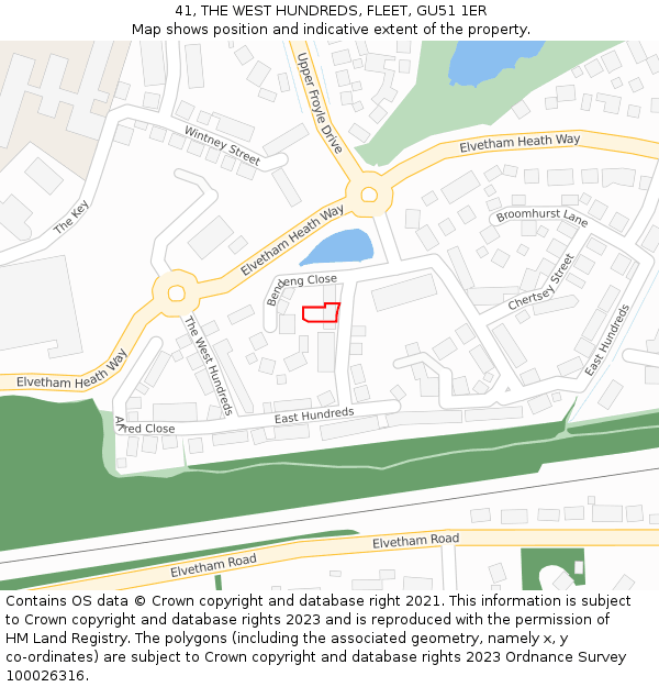 41, THE WEST HUNDREDS, FLEET, GU51 1ER: Location map and indicative extent of plot