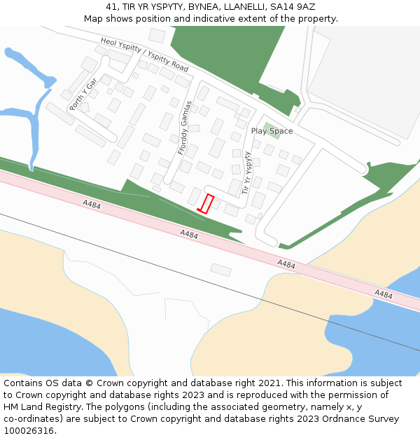 41, TIR YR YSPYTY, BYNEA, LLANELLI, SA14 9AZ: Location map and indicative extent of plot