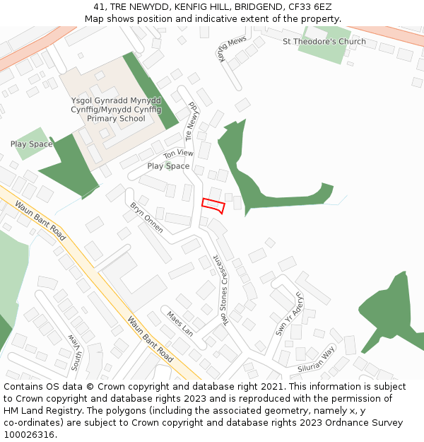 41, TRE NEWYDD, KENFIG HILL, BRIDGEND, CF33 6EZ: Location map and indicative extent of plot