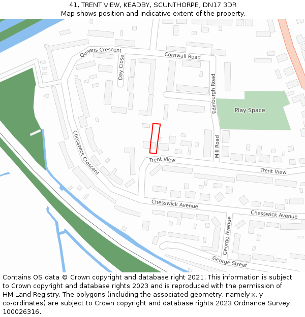 41, TRENT VIEW, KEADBY, SCUNTHORPE, DN17 3DR: Location map and indicative extent of plot