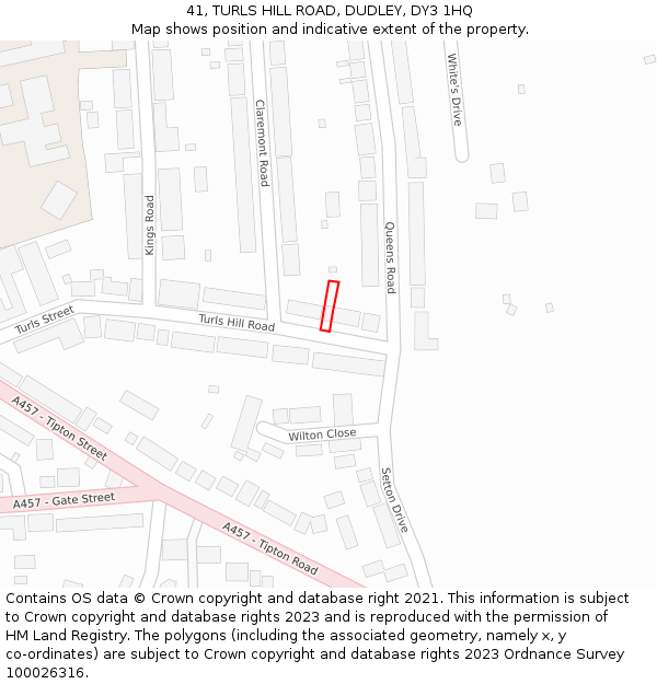 41, TURLS HILL ROAD, DUDLEY, DY3 1HQ: Location map and indicative extent of plot