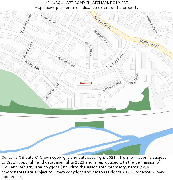 41, URQUHART ROAD, THATCHAM, RG19 4RE: Location map and indicative extent of plot