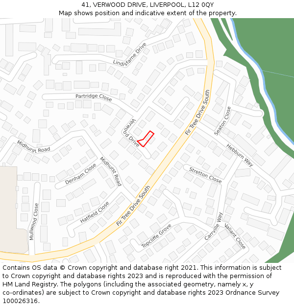 41, VERWOOD DRIVE, LIVERPOOL, L12 0QY: Location map and indicative extent of plot