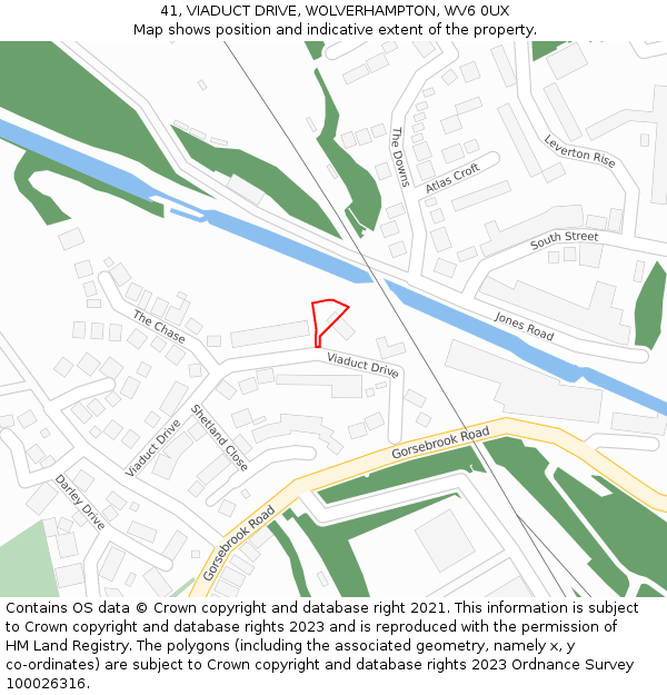 41, VIADUCT DRIVE, WOLVERHAMPTON, WV6 0UX: Location map and indicative extent of plot